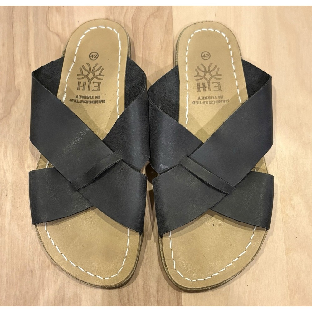Earthing Harmony Grounding Crossover Sandals 42 Stone Black Leather US 11-11.5